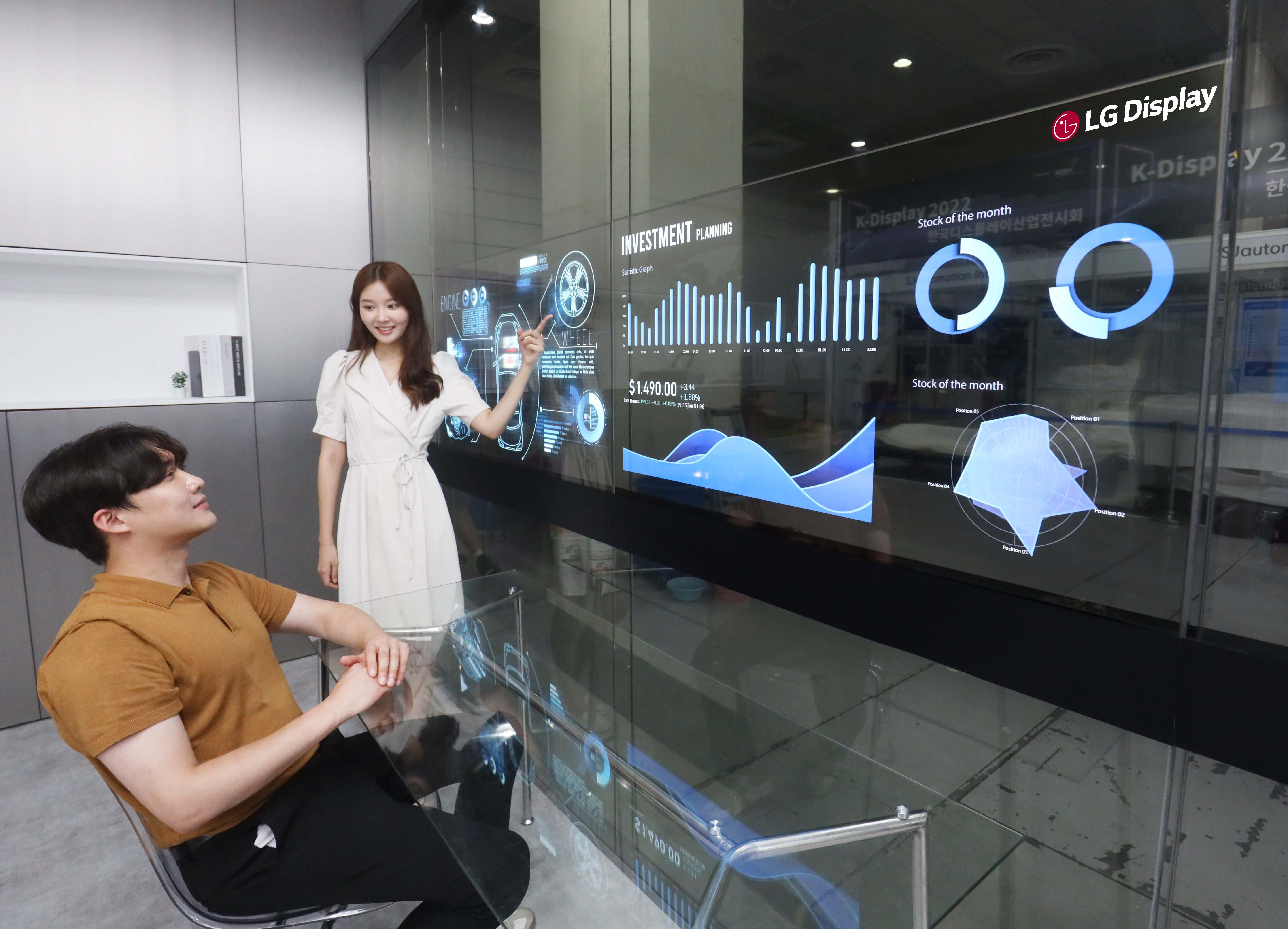 (图片2)LG Display会议室透明OLED面板产品