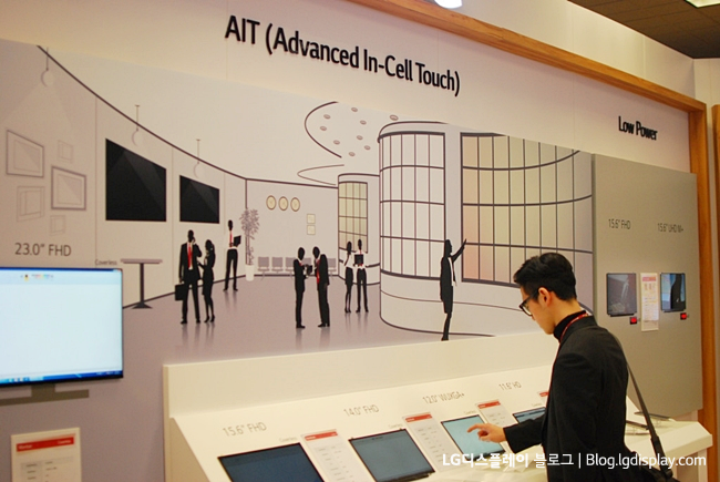 ▲ AIT(Advanced In-cell Touch) 기술이 적용된 모바일 및 노트북용 패널