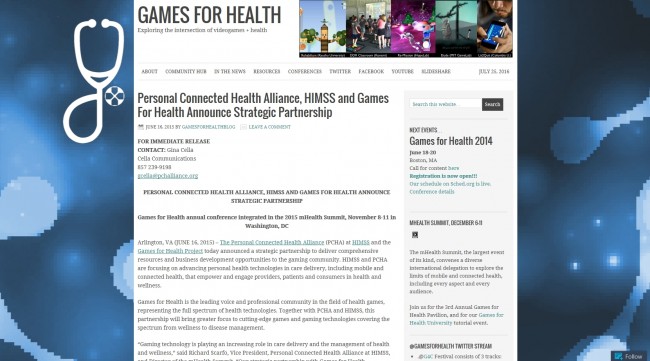 ▲ 출처: Games for Health
