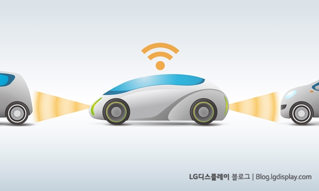 futuristic car with sensing and communication, vector illustration
